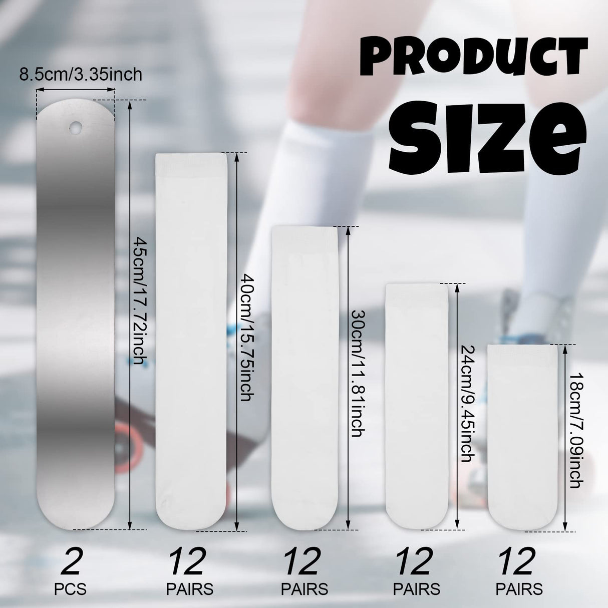 SATINIOR 32 Pairs Sublimation Socks Polyester Blanks Heat Transfer Socks with Sublimation Sock Jig for DIY Dye Heat Press Accessories, 4 Sizes White SATINIOR