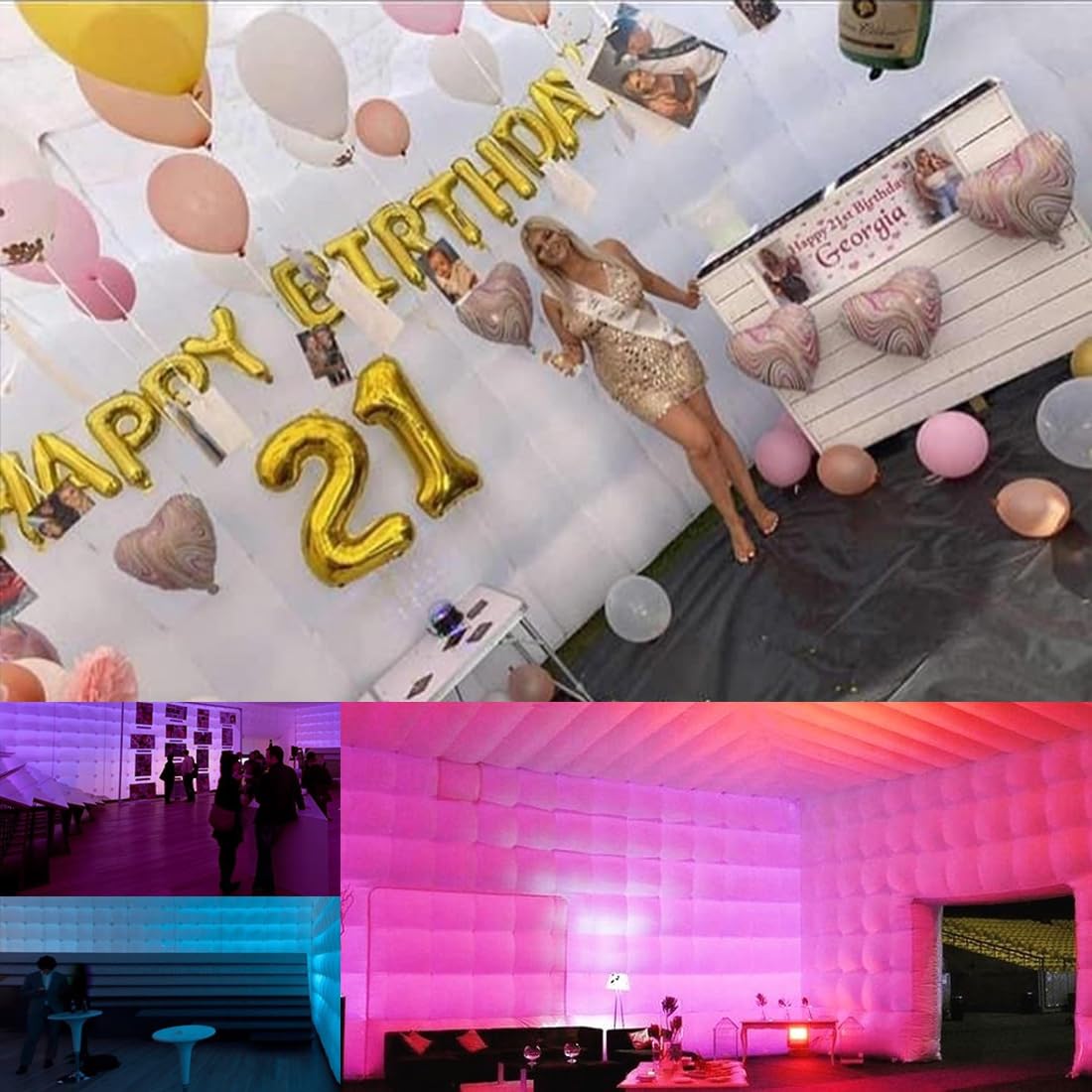 CZGBRO Inflatable Nightclub, Portable Air Cube Tent, Inflatable Night Club Square Gazebo Event Room Tent House for Event Exhibition Wedding Business/Private Use(White, 20 * 16.5 * 14FT) CZGBRO