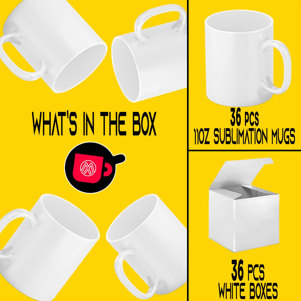 TWISTED ENVY 11 oz Sublimation Blank Ceramic Coffee Mugs Case of 36 TWISTED ENVY