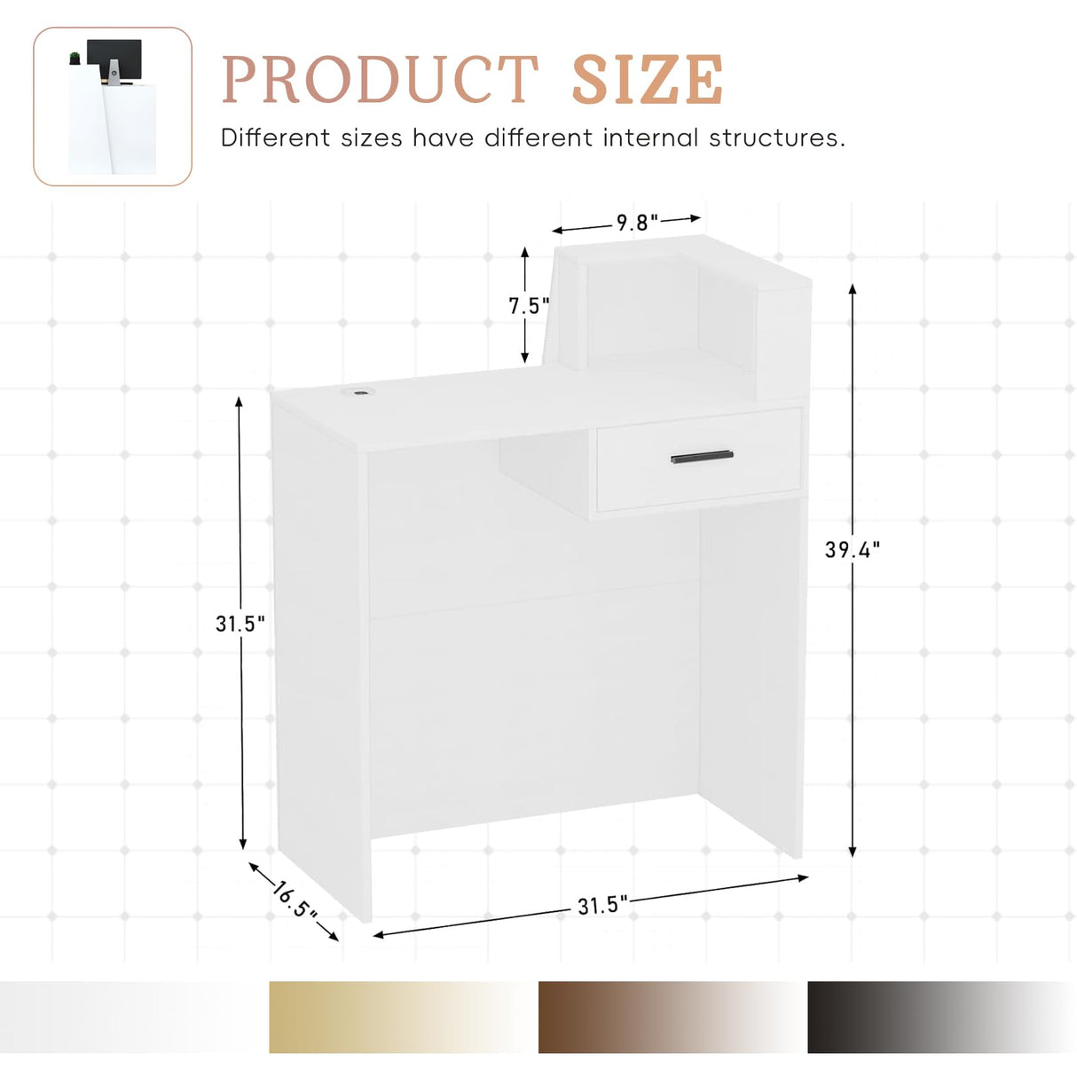 IEHFDCA Retail Reception Desk with Storage, Modern Checkout Counter for Store, Anti-Scratch Front Desk for Salon, Boutique, Cafe – Easy Assembly H 31.5" × 16.5" × 39.4" IEHFDCA