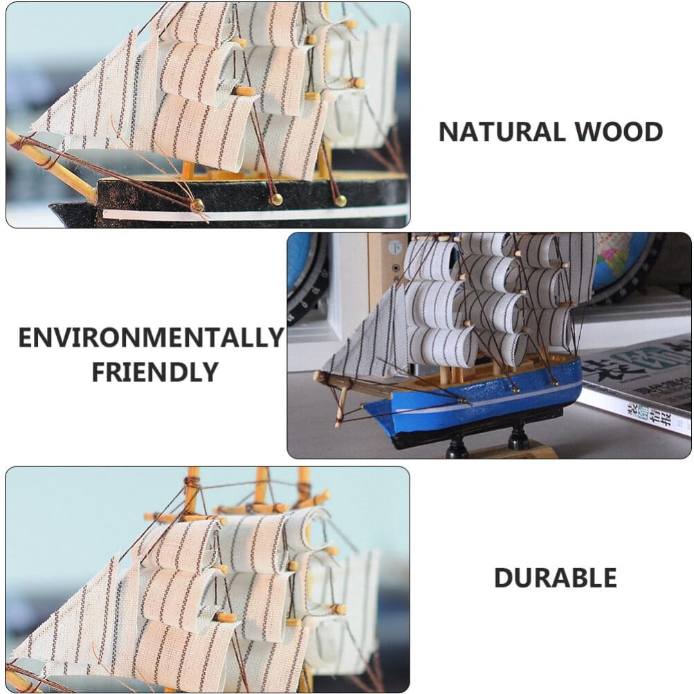 Wooden Sailboat Model Small Sailboat Ornament Retro Ship Decor Nautical Tabletop Boat Decoration Antique Boat for Home Office Ocean Theme Party (4.3 * 4.7in) Veemoon