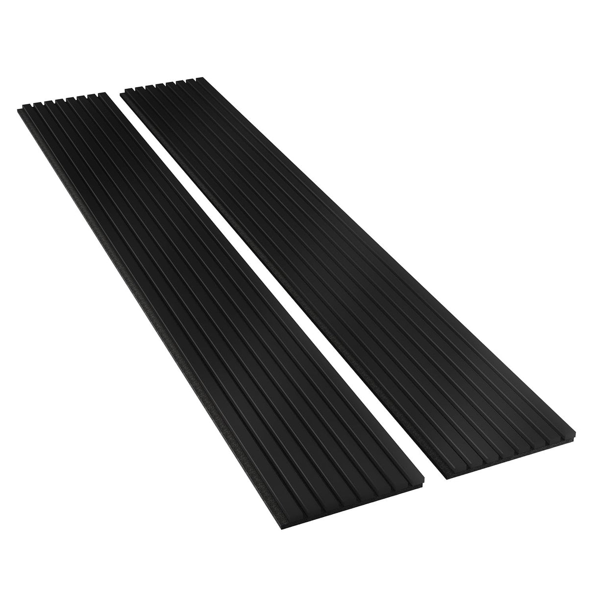 Sunny Heart Wood Slat Wall Panels, Wood Panels for Wall, 2 Pack 93.5" x 12.6" Soundproof Solid Wooden Wall Panels, 3D Acoustic Fluted Wood Wall Panels for Ceiling Wall Decor, Black Sunny Heart