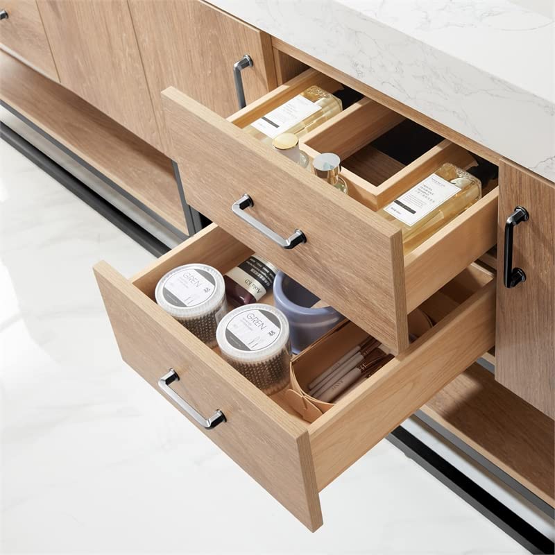 Vinnova Alistair Bathroom Vanity, 84 Inches, North American Oak VINNOVA