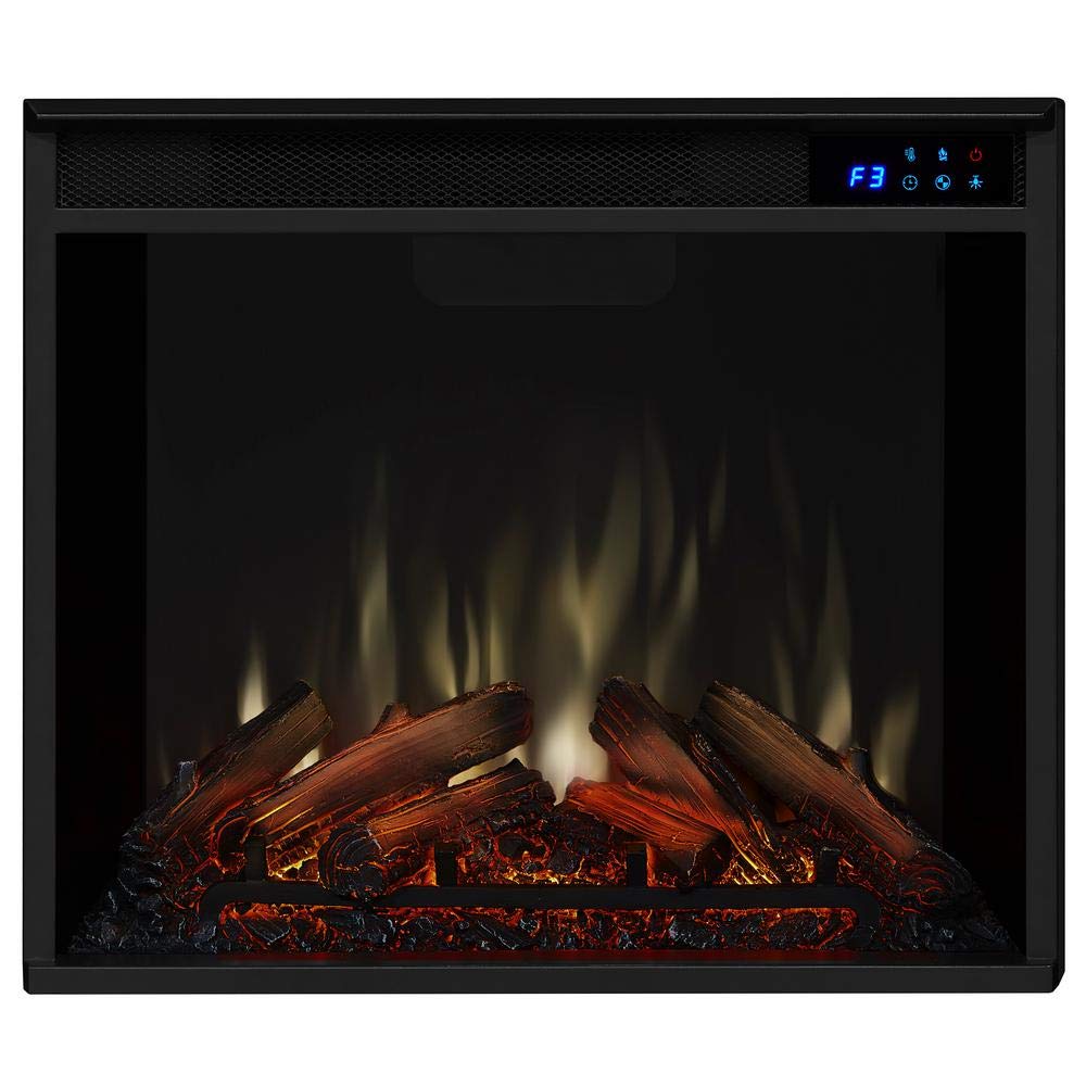 Real Flame Replaceable Electric Fireplace Heater Insert, Multi Flame Colors, Multi Brightness Levels, Adjustable Thermostat, Timer, Over Heat Protection, Automatic Safety Shut Off, Remote Control Real Flame