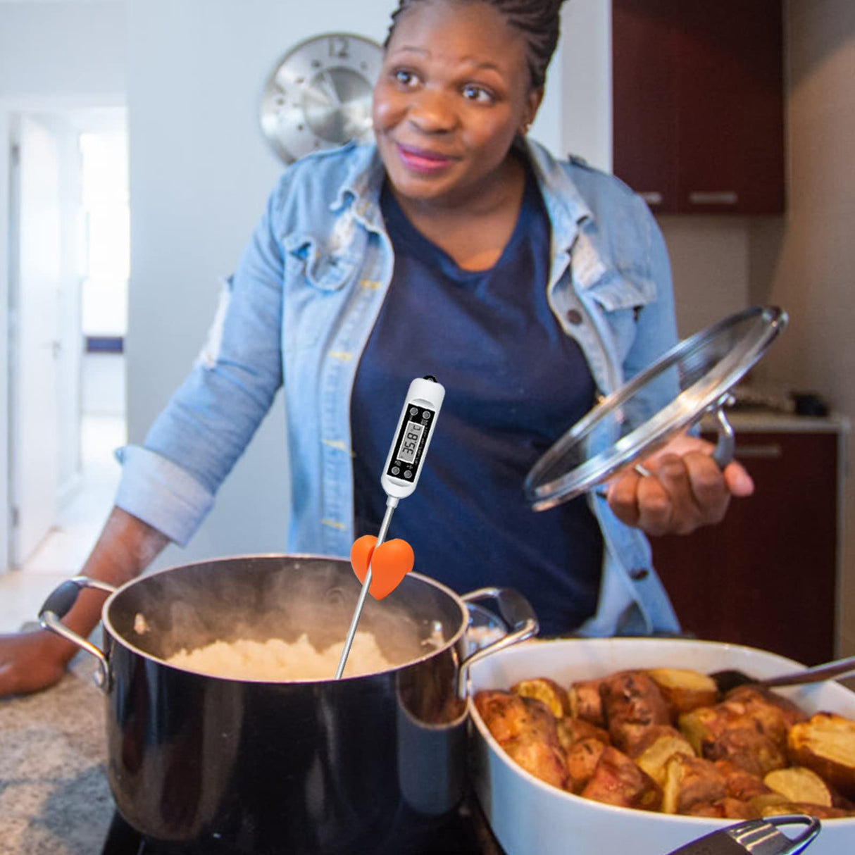 Windspeed Thermometer Pot Clip Holder(No Thermometer Include), 2Pcs Candy Thermometer Pot Clip Holder for Digital Thermometer Holder for Candle Soap Jam Candy Milk Chocolate Cooking Windspeed