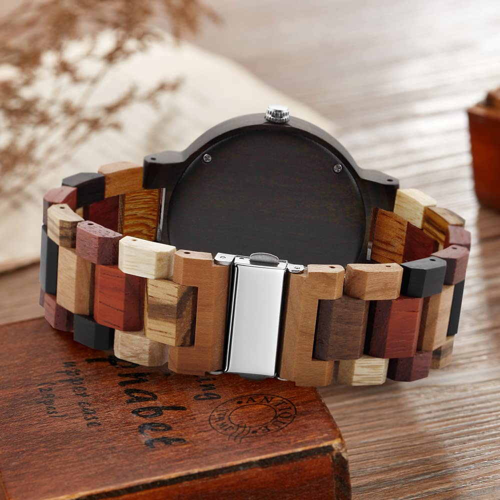 Inverted Geometric Wood Watch Creative Quartz Watch for Men Hand-Made Wooden Watches Dentily