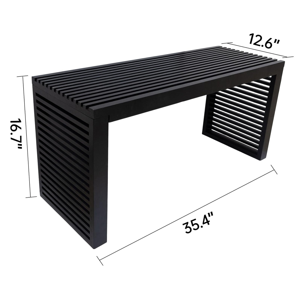 Yikaroeli Bamboo Dining Bench, 35 inch Entryway Bench, Indoor Kitchen Table Bench for Entryway Dining Room Living Room Bedroom End of Bed-Black Yikaroeli