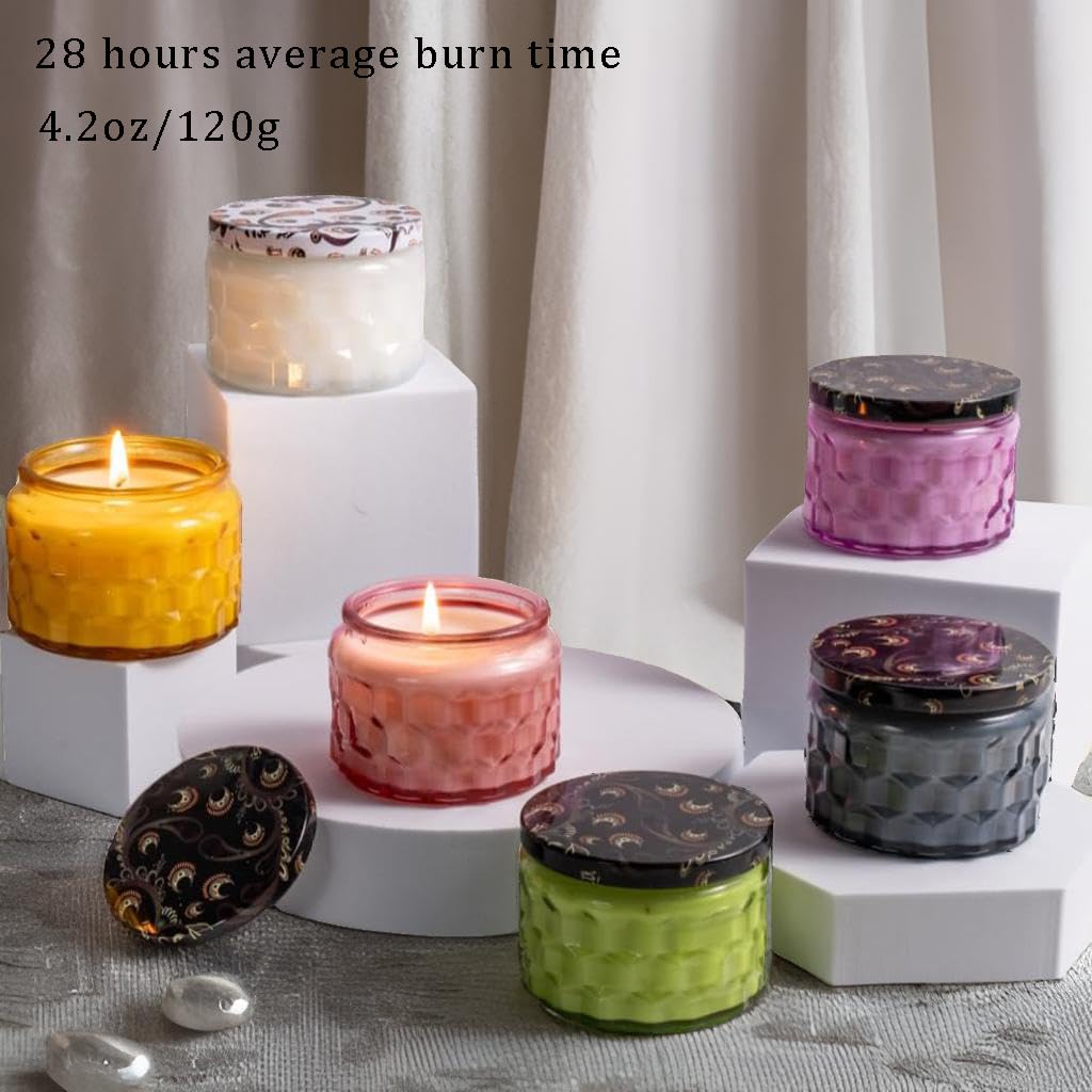Rose/Vanilla/Jasmine/Lavender Candles, 4 Pack Candles for Home Scented, Natural Soy Wax Luxury Candles Set, Bridesmaid Proposal Pink Gifts for Women, Ideal for Birthday, Mother's Day 16.8oz Nganjuk