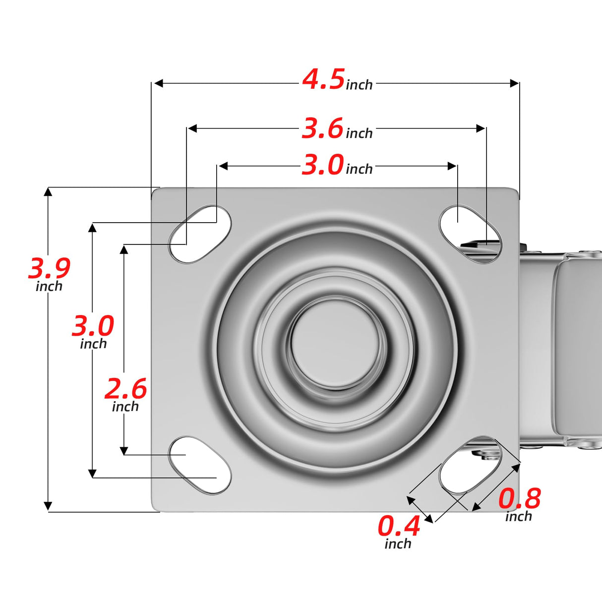 8" Caster Wheels, Casters Set of 4 - Heavy Duty Casters, Swivel Industrial Casters with Brake, Locking Casters with No Noise Polyurethane on Steel Wheels for Toolbox Workbench, Total Capacity 6000 lbs OVLLAN