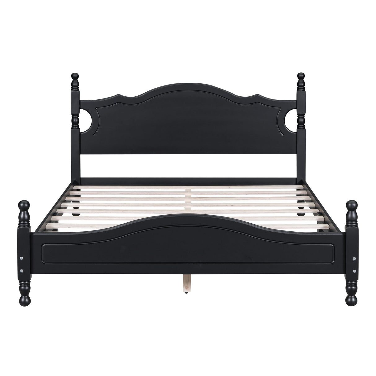 Harper & Bright Designs Retro Style Queen Size Platform Bed Frame with Sturdy Headboard in Black Harper & Bright Designs