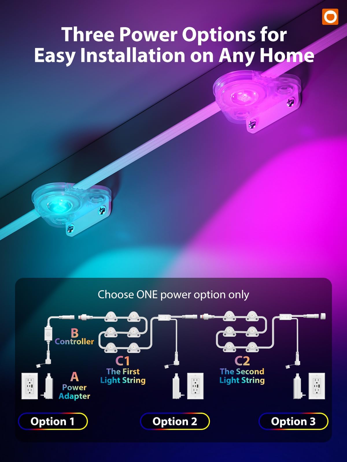 addlon 200FT Permanent Outdoor Lights, Cuttable & Extendable Smart RGB LED Lights for House & Outdoor Decor, App & Remote Control, IP67 Waterproof for Christmas, Holiday, Party, Halloween Decorations addlon