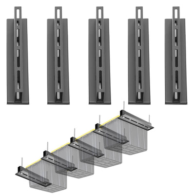 TOPTGO Overhead Garage Storage Rack,Garage Ceiling Storage Racks for Utility Bins,Overhead Tote Storage Rail System,Heavy Duty Ceiling Rack Storage Rails System Supports Most Bins(5 Pack for 4 Bins)