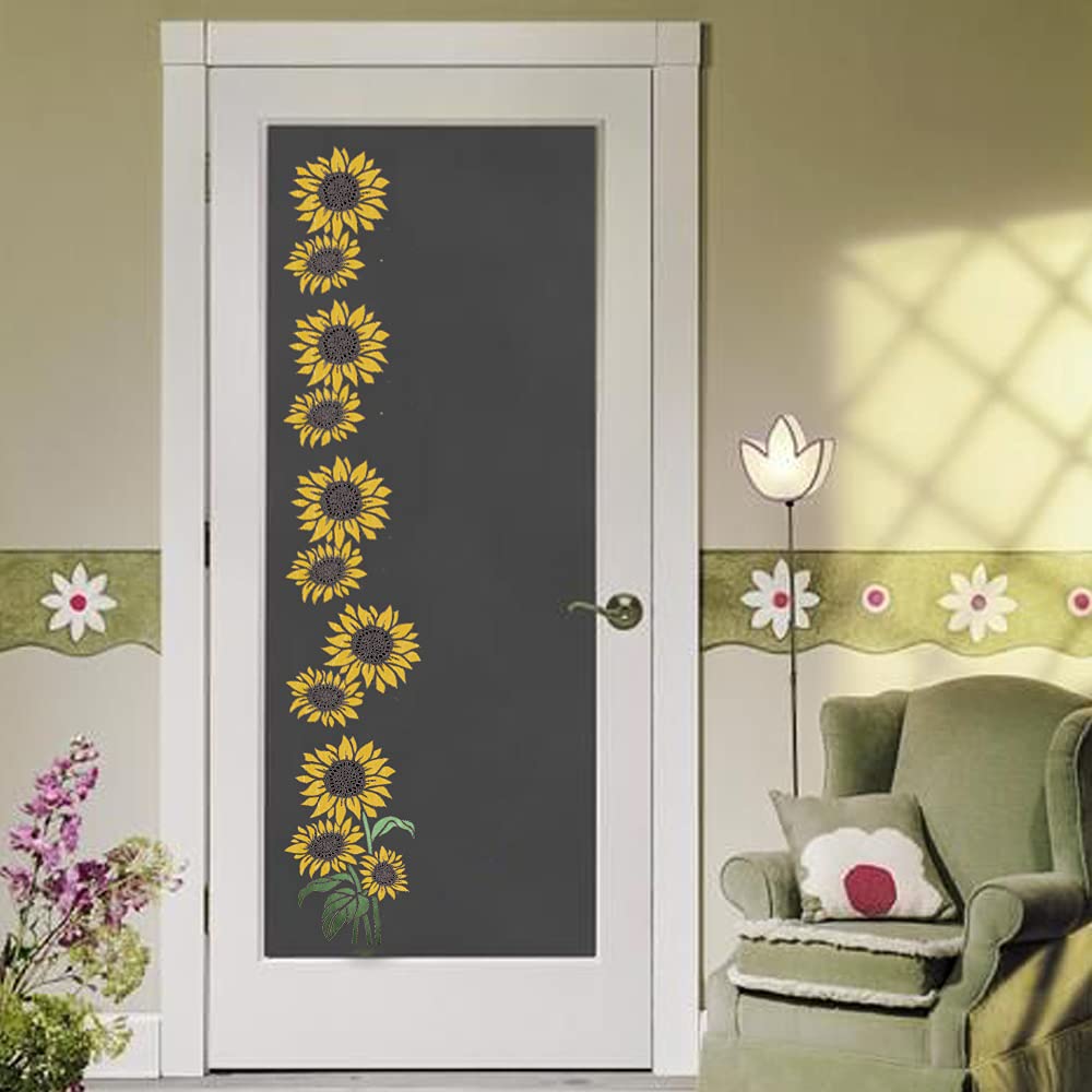 DLY LIFESTYLE Large Sunflower Stencil for Painting (12x15 Inches) - Flower Stencils for Crafts Reusable for Walls, Fabric, Furniture - Wall Stencil - Floral Stencils for Painting on Wood DLY LIFESTYLE