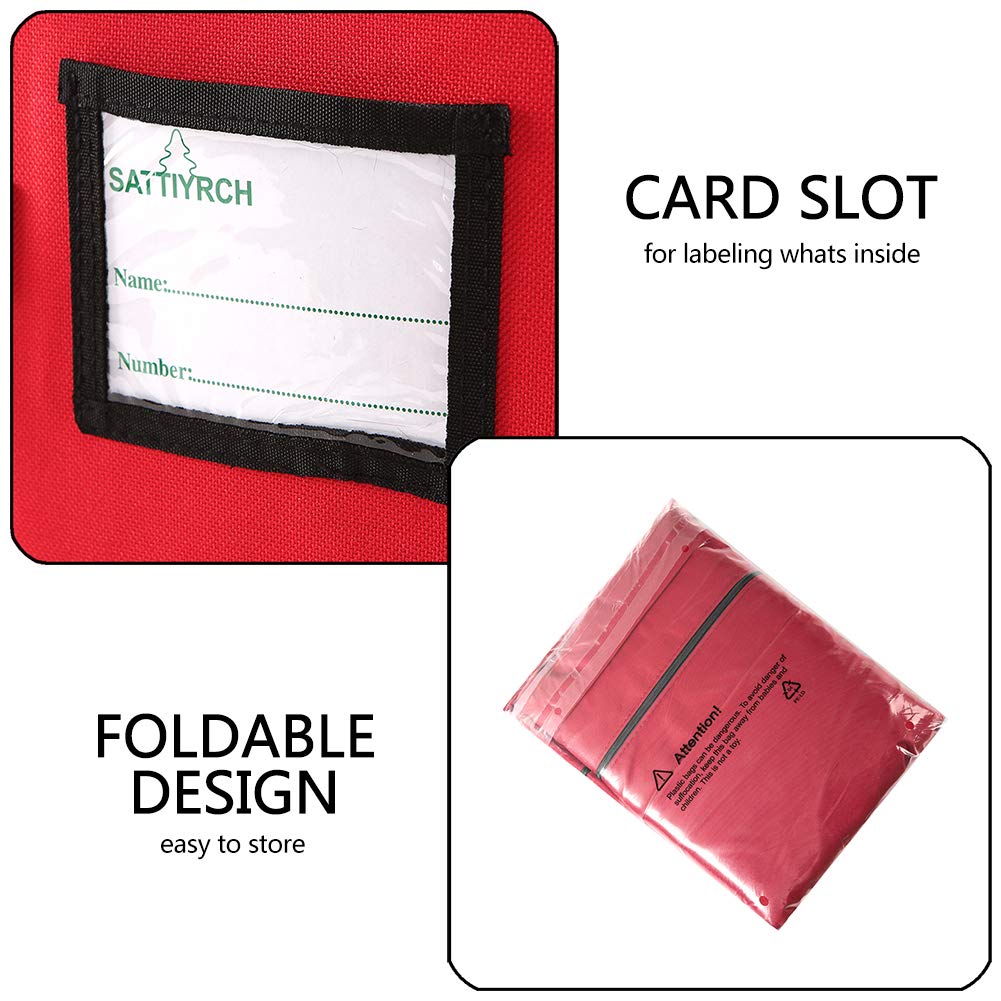 Sattiyrch Christmas Tree Storage Bag,Fits Up to 6 ft Tall Artificial Tree,Heavy Duty 600D Canvas Red Christmas Tree Storage Container with Sleek Dual Zipper and Durable Handles,45" x 15" x 20" Sattiyrch