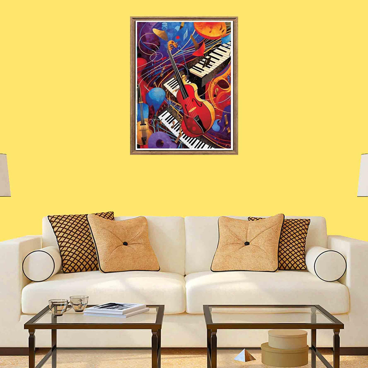 Bimkole 5D Diamond Art Kits for Adults Guitar Piano, Full Drill Musical Notes DIY Rhinestone Embroidery Set Paint with Diamonds Art by Number Kits Cross Stitch Home Wall Craft Decoration 12X16 Inch Bimkole