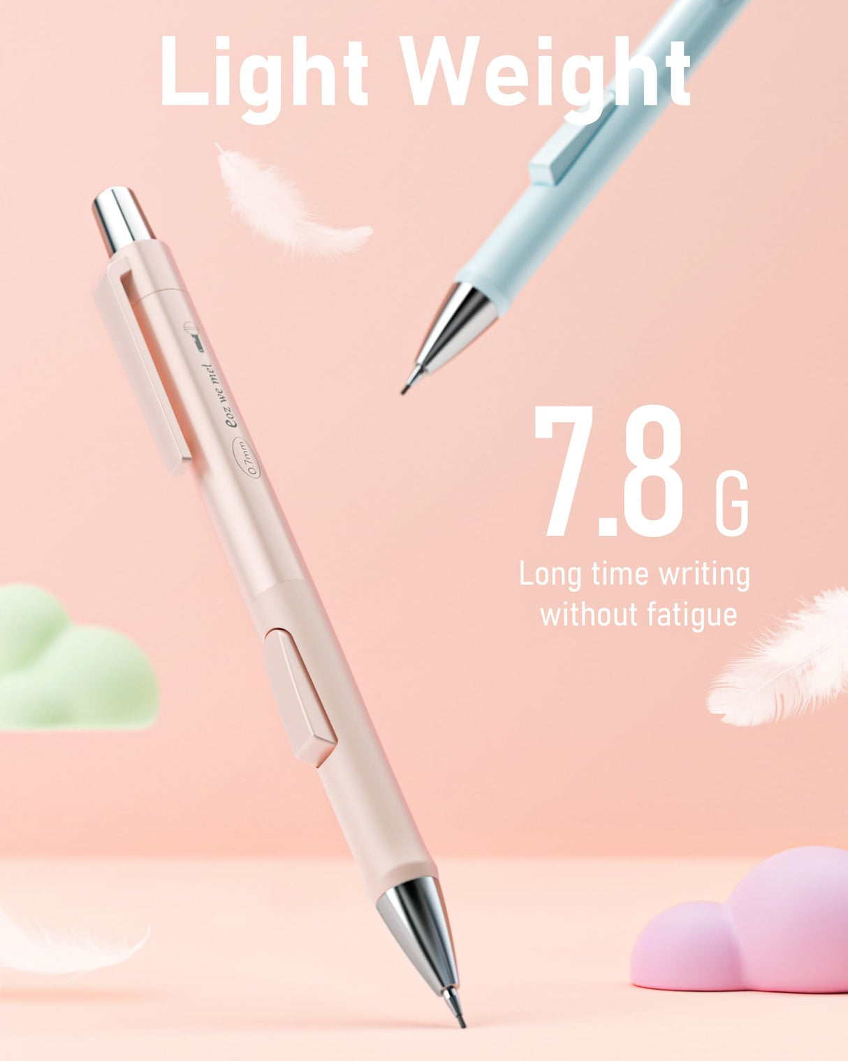 Nicpro 4 PCS Pastel Mechanical Pencil 0.7mm, Cute Fast Click Mechanical Pencils Set with 8 Tubes HB Lead Refills, Erasers, Eraser Refills for School, Student Writing, Drawing, Sketching - with Case Nicpro