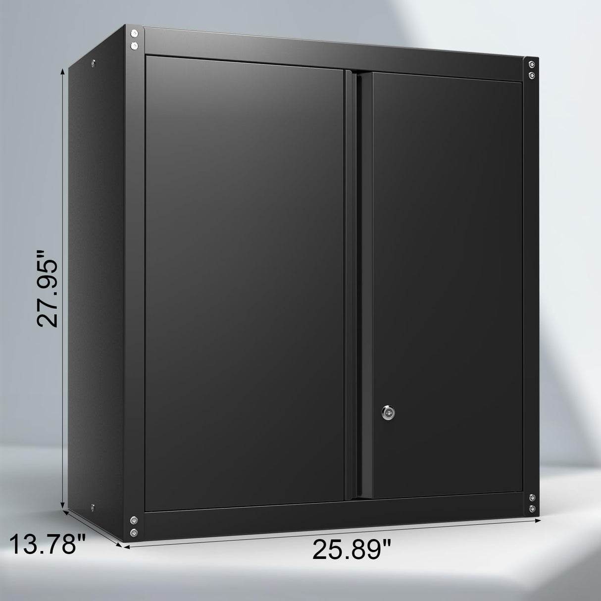 IRONFFICE Metal Wall Storage Cabinet,Steel Garage Hanging Cabinet,Black Cabinets for Storage Wall,Locking Wall Cabinet Small for Home Office,Kitchen IRONFFICE