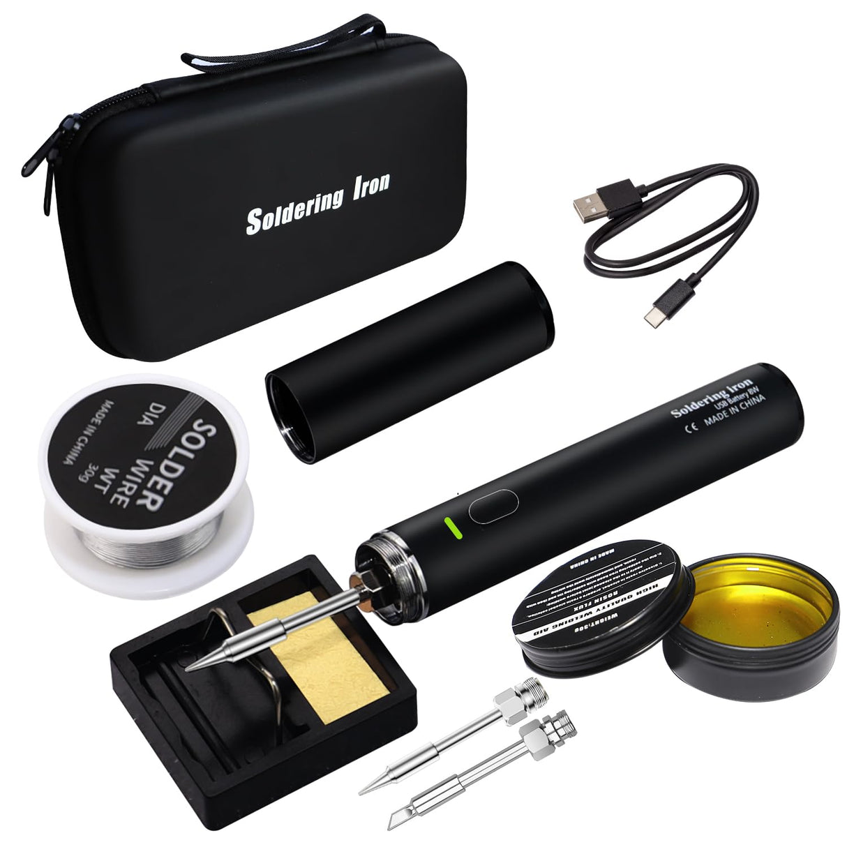 Cordless Soldering Iron Kit, 【2000mAh battery USB Rechargeable】Portable Soldering Iron, 3 Temperature Adjustable Wireless for Small Soldering Projects, Home Appliance Repair KINGSOM