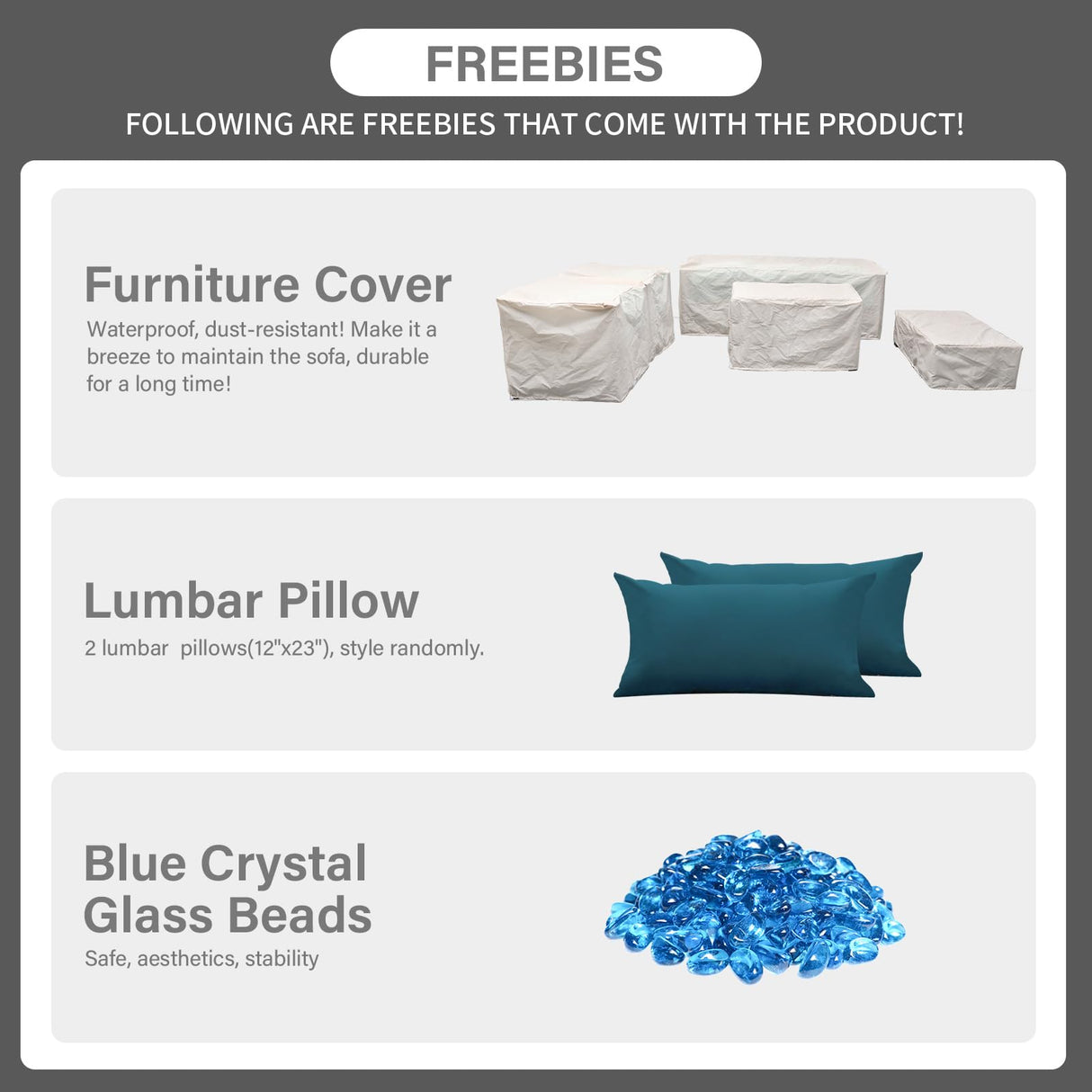 Outdoor Patio Furniture 60000 BTU Outdoor Propane Fire Pit Table Patio Furniture Set 45 In Outdoor Fire Pits 6 Pieces Patio Sofa Outdoor Chairs Anti-slip Cushions Waterproof Covers, Peacock Blue Rattaner