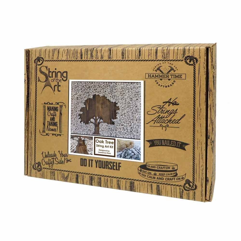 String of the Art Oak Tree String Art Kit, American Made DIY Craft Kit for Adults, Stained Pine Wood (16" x 12"), Embroidery Floss, for Beginner to Advanced Crafters, Craft a Handmade Gift String of the Art