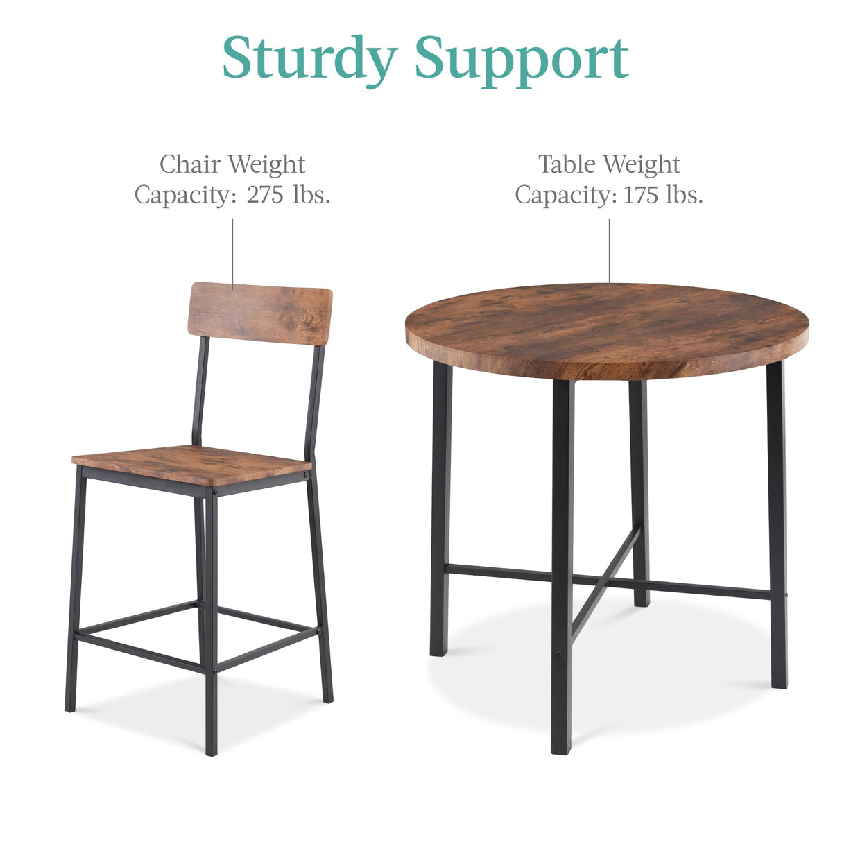 Best Choice Products 5-Piece Modern Round Counter Height Dining Set for Home Kitchen, Dining Room w/ 4 Chairs, 1.5in Thick Table - Brown Best Choice Products