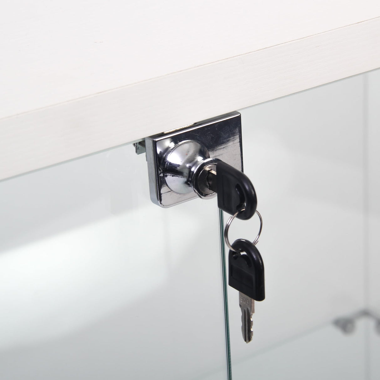 Zacis Glass Display Cabinet with Lights and Lock, 4-Tier Display Case Curio Cabinet with Glass Door, Floor Standing Showcase for Living Room Bedroom Home Office 31" W x 14.3" D x 64.5" H Zacis