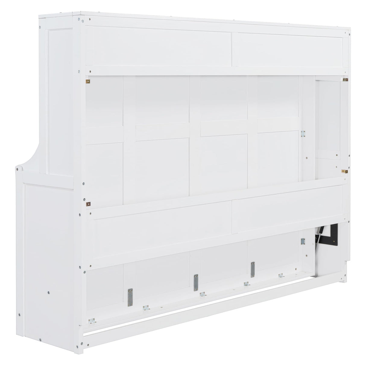 SOFTSEA Queen Size Horizontal Murphy Bed with Desk, Murphy Bed can be Folded into a Cabinet, Hideaway Wall Bed Frame Space-Saving for Guest Room Bedroom Office, White SOFTSEA