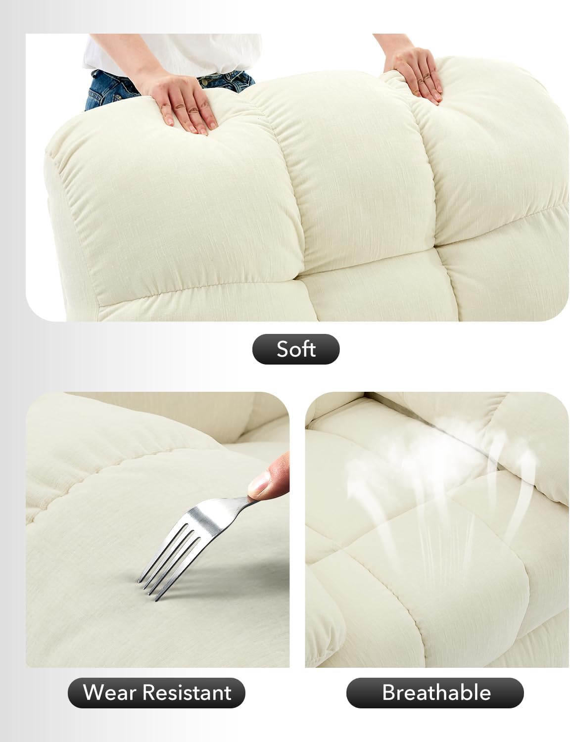 Oversized Swivel Rocker Recliner Chair for Adult,360°Swivel Rock Recliner,Extra Wide Manual Recliners,Chenille Upholstery Overstuffed Soft Rocking Sofa Chair,Beige OUTGOODS