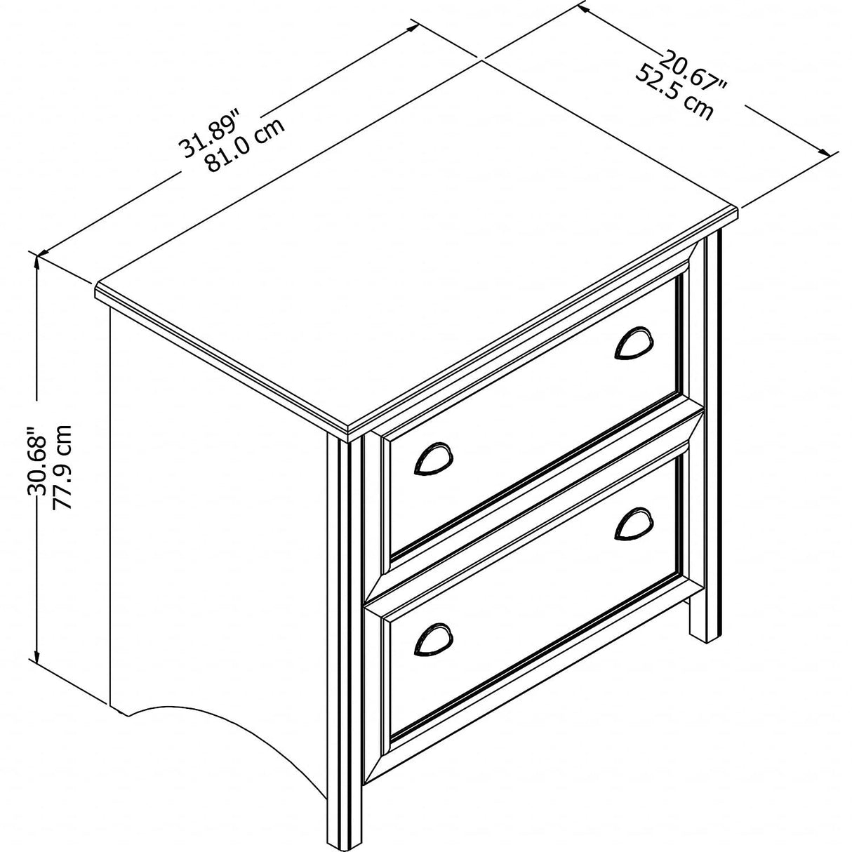 Bush Furniture Fairview 2 Drawer Lateral File Cabinet, Home Office Storage for Letter, Legal, and A4-Size Documents, 32W, Antique White Bush Furniture