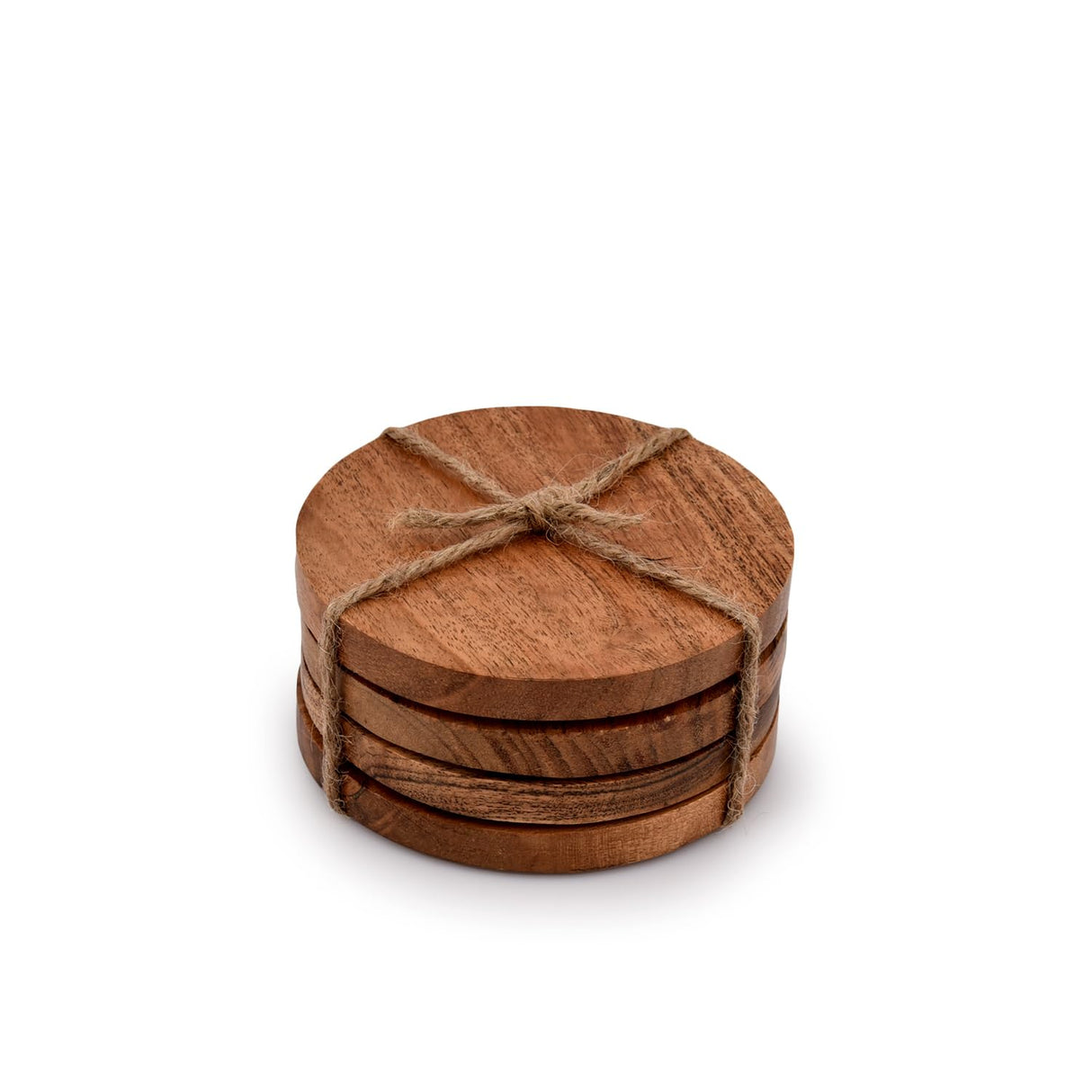 Samhita Acacia Wood Round Coasters Protection Tabletop,Countertop and Surfaces from Water Marks or Damage | Home & Office Decor | Housewarming Gift (Set of 4) (4" x 4" X 0.5") Samhita