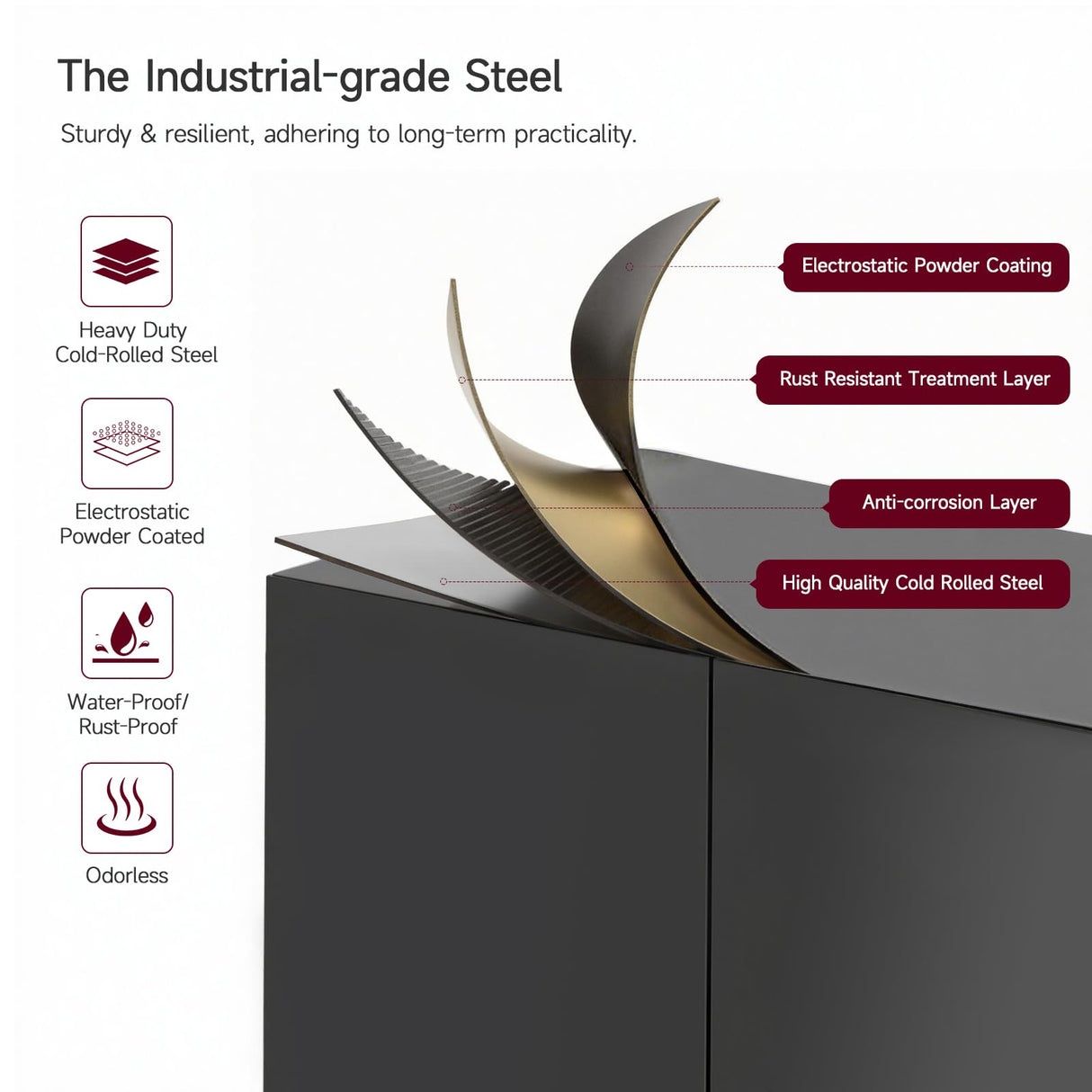 Metal Storage Cabinet with Doors, Black Bookshelf with Adjustable Shelves, Garage Storage Cabinet, 5 Tier File Cabinets, Tall Bookshelf Enclosed Bookcase for Home Office, Living Room, Library Generic