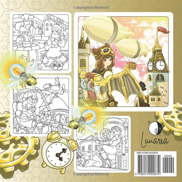 Steam Tales: Whimsical Steampunk Anime Coloring Book (Lunaria Anime Vibes) Majosta