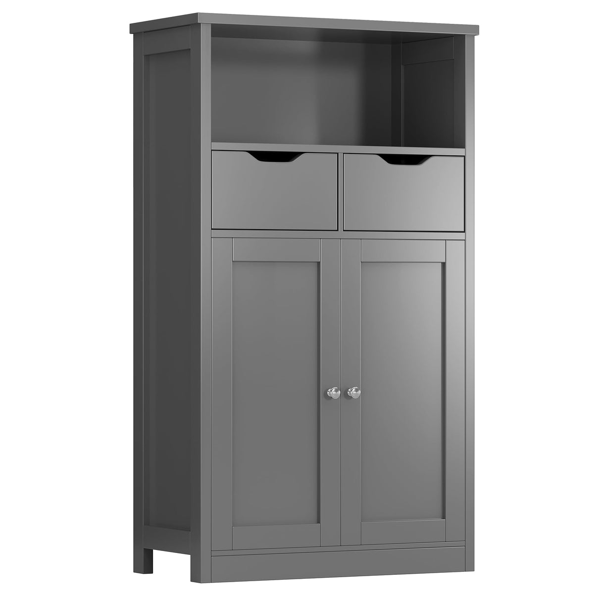 Shintenchi Floor Storage Cabinet, Bathroom Storage Organizer with Doors and Drawers, Freestanding Side Cupboard Pantry with Adjustable Shelf for Bathroom/Kitchen/Livingroom, Gray Shintenchi