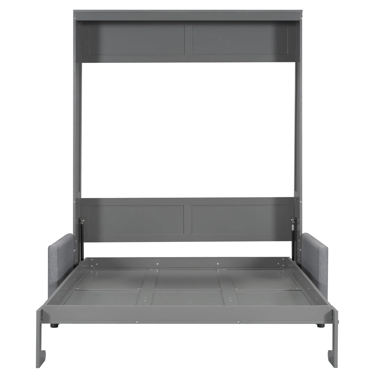 P PURLOVE Queen Wood Murphy Bed with Sofa, Wall Bed Without Slats, No Box Spring Needed (Gray) P PURLOVE