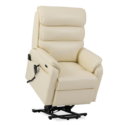 DYNOX 300 LBS Power Lift Recliner Chair for Elderly, Small Size Dual Motor Lay Flat Infinite Positions Recliner with Heat, Massage & USB Charging Port (9188S,Faux Leather,Cream White)