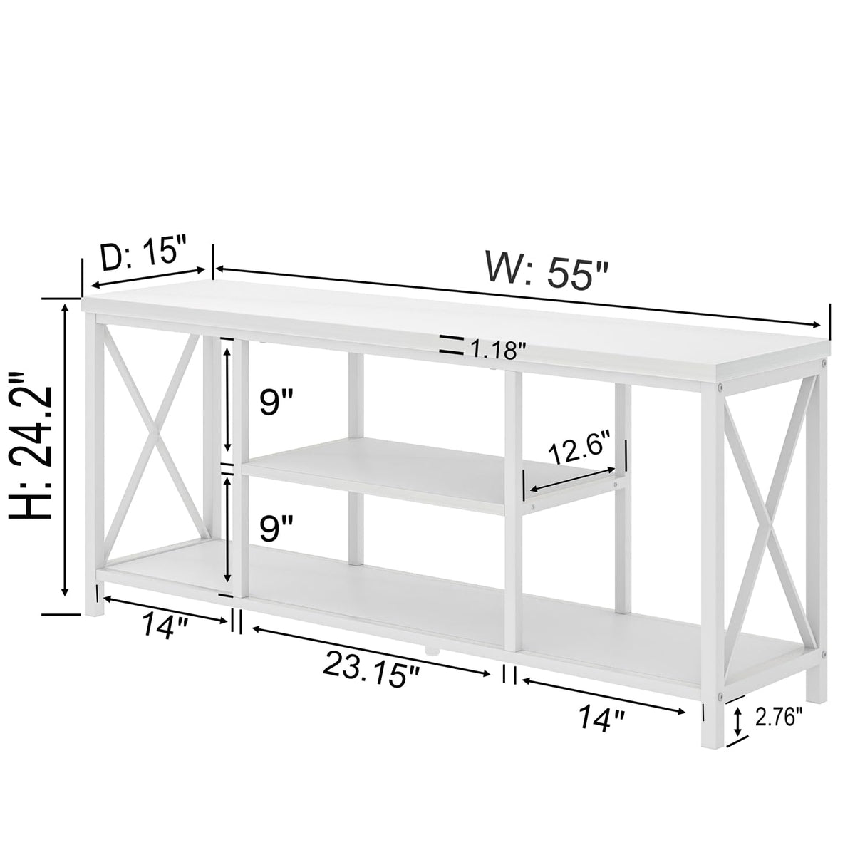EXCEFUR 55 inch TV Stand for TV up to 65 inch, Modern Media TV Console with Storage Shelves, Entertainment Center for Living Room, Bedroom, White Oak EXCEFUR