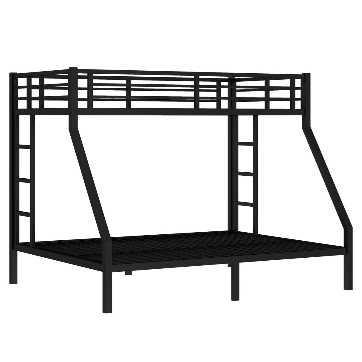 Bellemave Metal Twin XL Over Queen Bunk Bed for Adults/Kids,Heavy Duty Adults Bunk Beds with Guardrail & Ladders,Twin XL Over Queen Size Bunk Beds for Teens,Black Bellemave