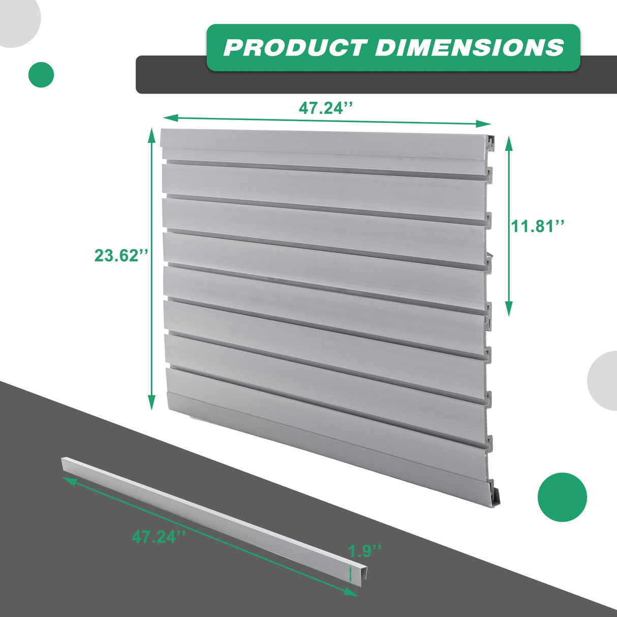 Slatwall Panel Garage Wall Organizer Storage Systems, Wall Mounted PVC Storage Rack with 5 Hooks, Interlocking Workshop Slat Wall Paneling Sheets Board Shelves Tools Organization-Grey(2’H x 4’W) Hohuqeri