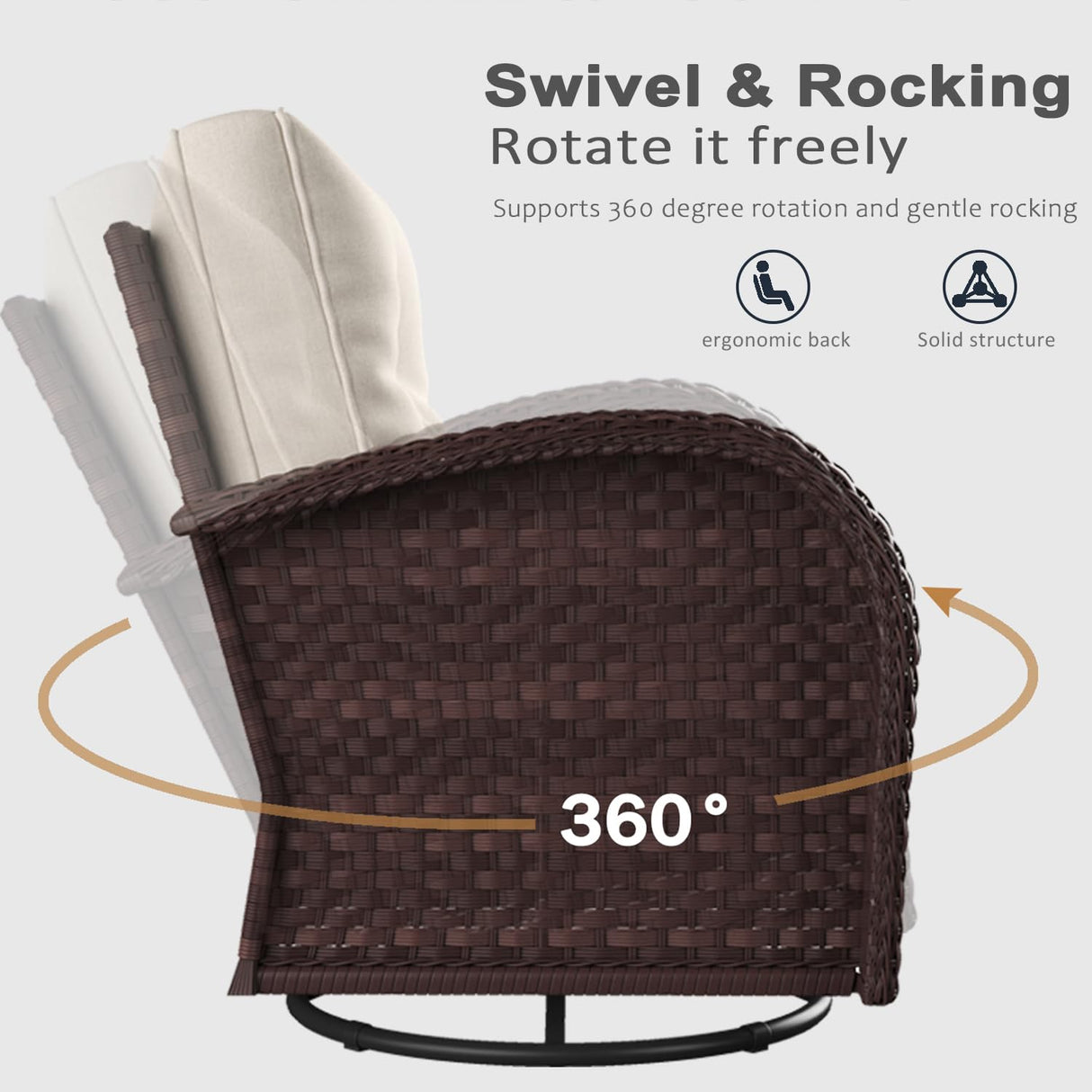 LayinSun 10 Pieces Outdoor Patio Furniture Set with Fire Pit Table, Rattan Wicker Sectional Swivel Rocker Chairs Sets LayinSun