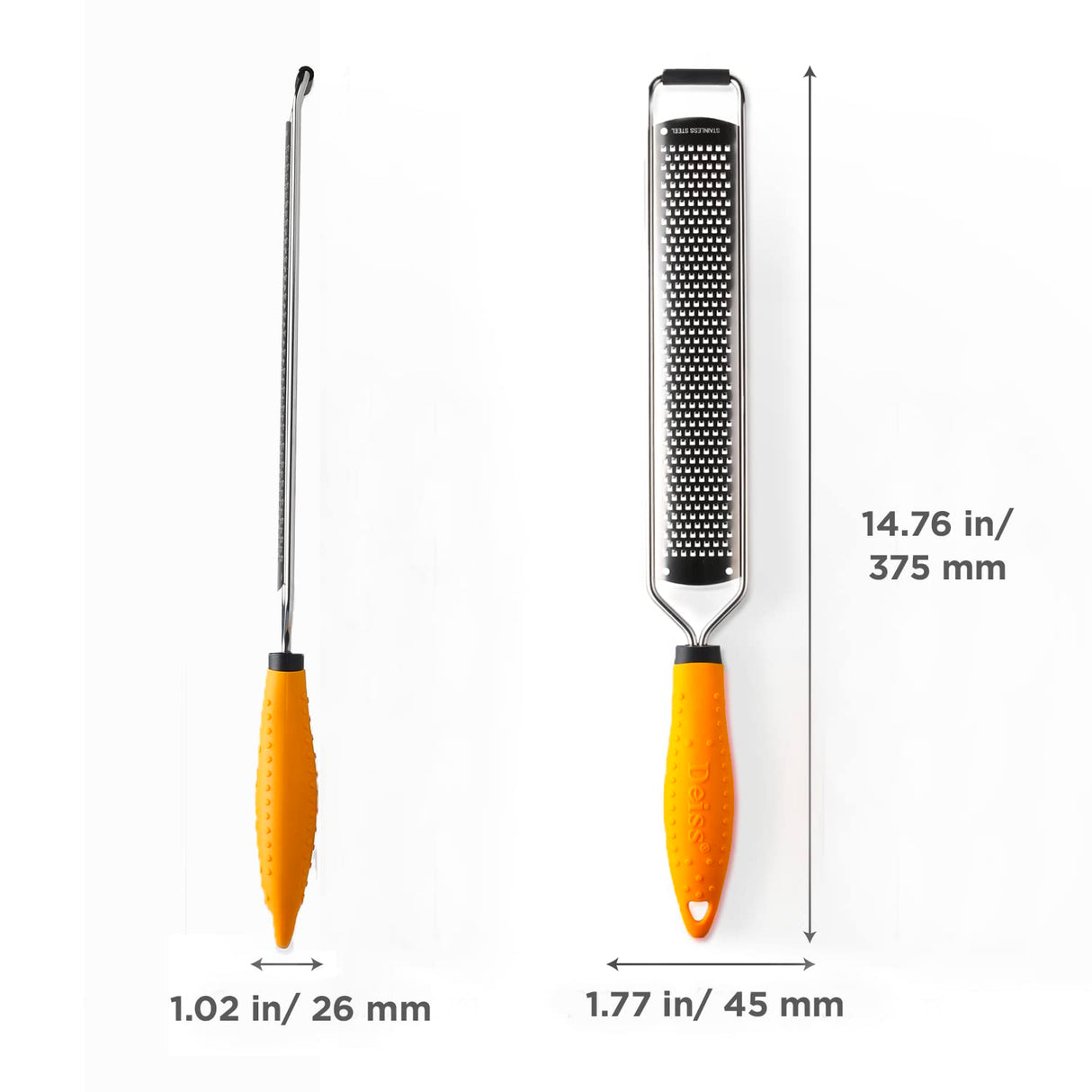 Deiss PRO Lemon Zester & Heavy Duty Cheese Grater & Vegetable Grater — Parmesan Cheese Lemon, Garlic, Nutmeg, Chocolate, Fruits, Vegetables, Ginger Grater - Cheese Shredder & Stainless Steel Grater Deiss