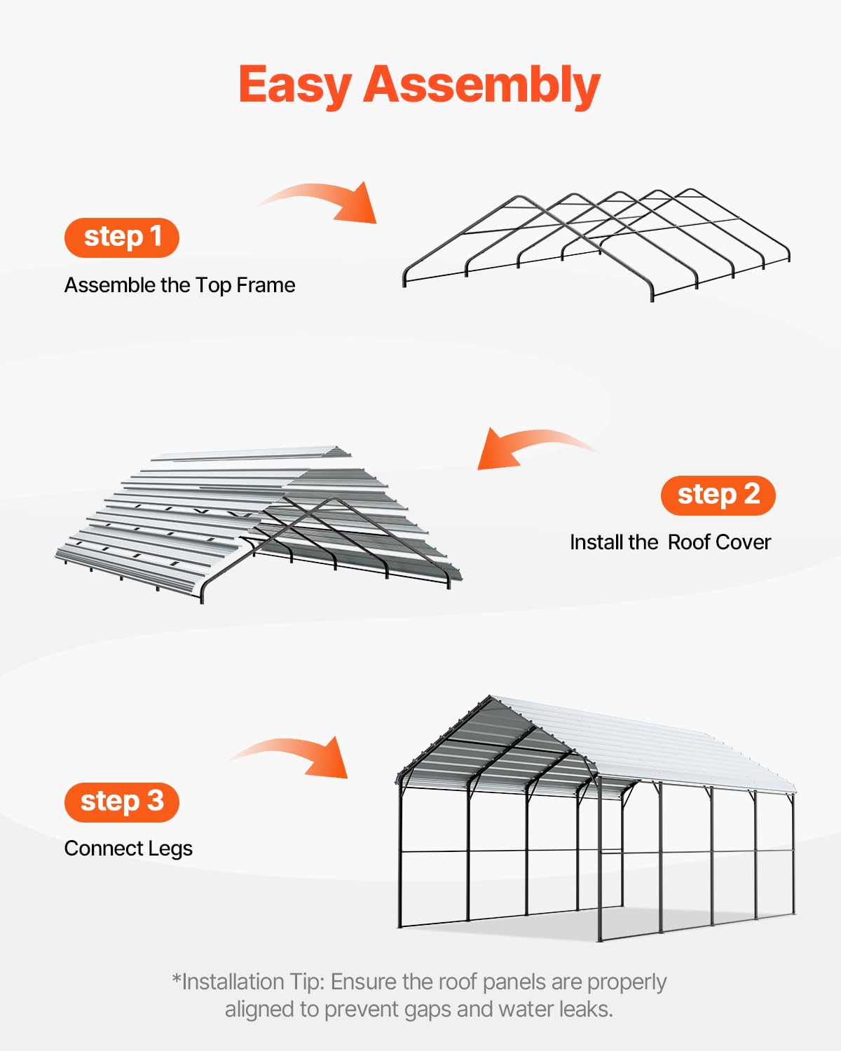 VEVOR Heavy Duty Metal Carport, 12' x 20' Outdoor Carport with Galvanized Steel Frame & Roof, Car Tent Garage Shade with Removable Sidewalls, Multi-Use Car Shelter for Pickup, Boat, Car & Tractors VEVOR