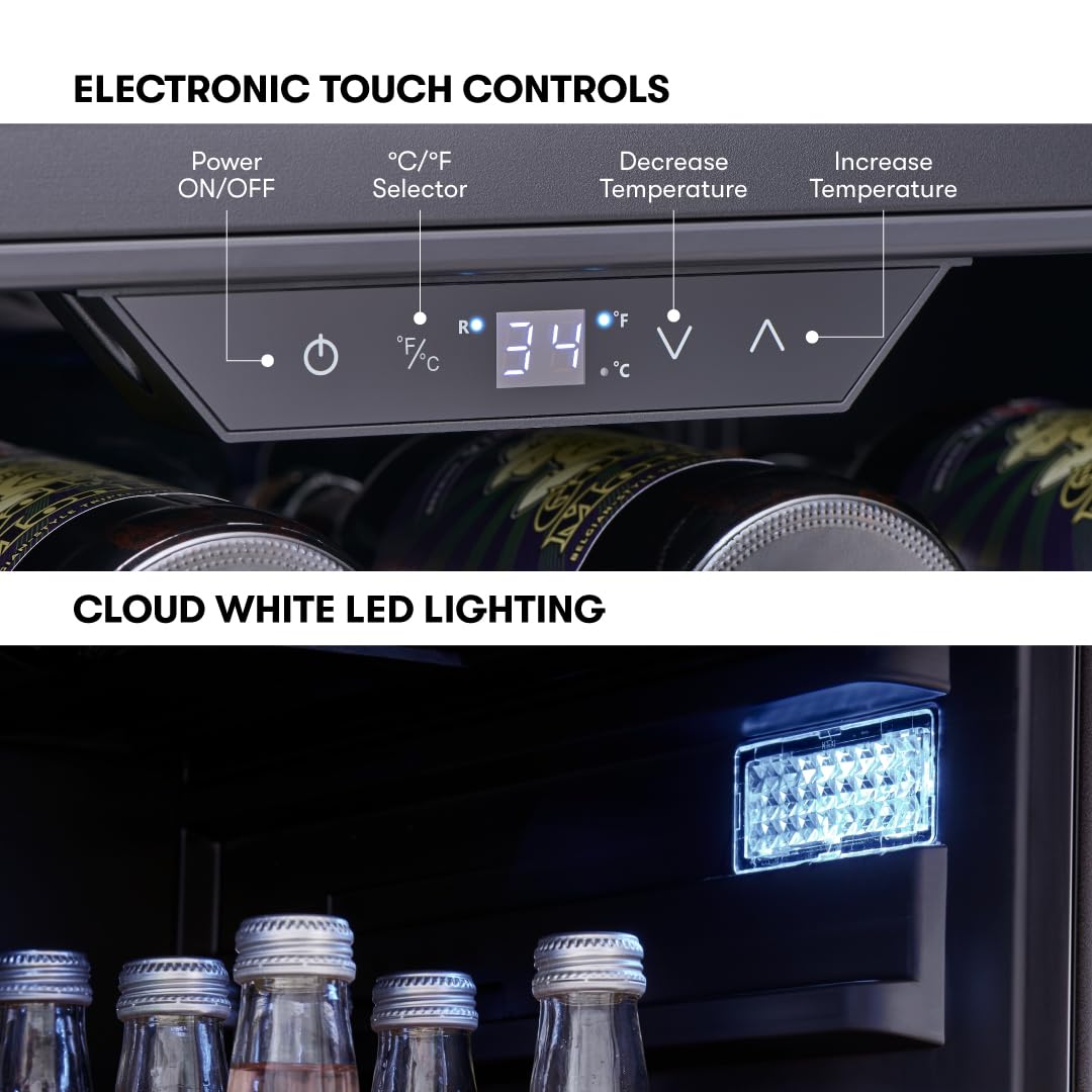 Zephyr Presrv 24 Inch Outdoor Wine Fridge & Beverage Refrigerator Single Zone Under Counter - Drink Chiller Freestanding Stainless Steel Door - 136 cans (Single-Zone Outdoor Wine & Beverage Cooler) Zephyr