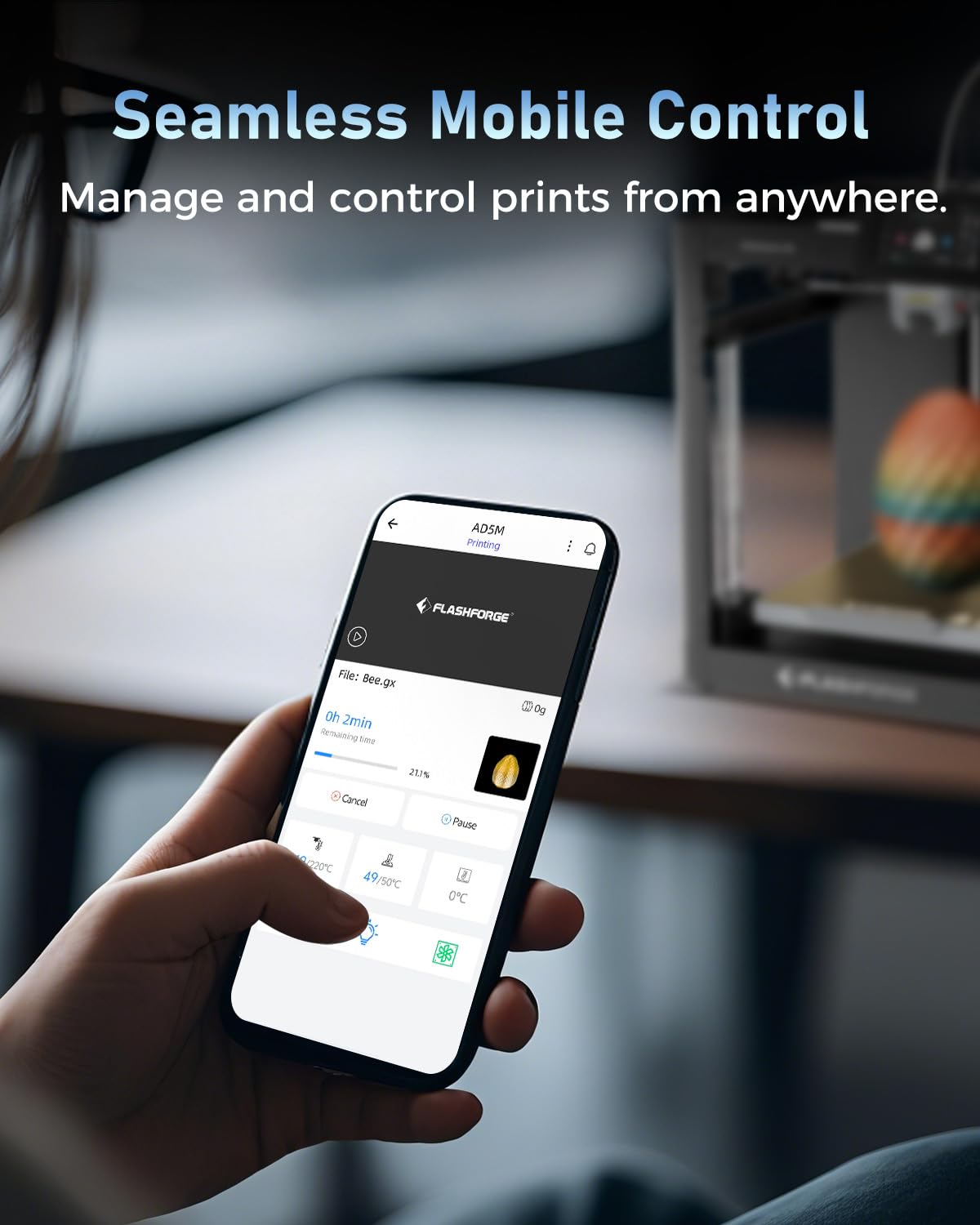 FLASHFORGE 3D Printer AD5M, CoreXY 600mm/s High-Speed Printer with 1-Click Auto Leveling, High-Temp Direct Drive Extruder, 3s Quick-Swap Nozzle, 220×220×220mm Build Volume FLASHFORGE