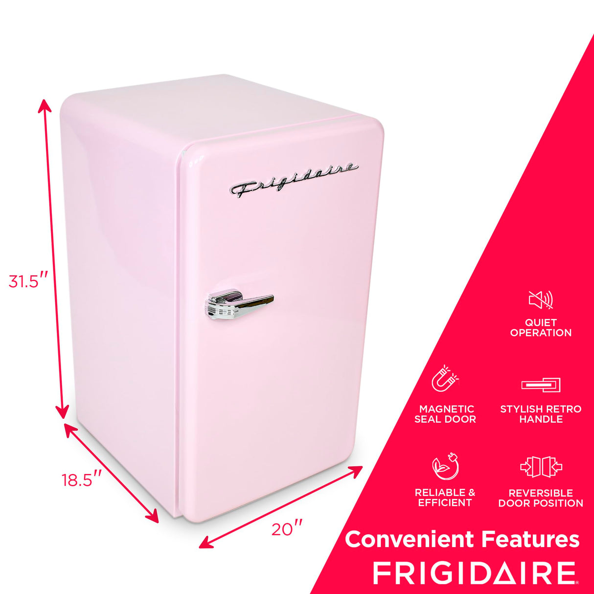 FRIGIDAIRE EFR372-PINK 3.2 Cu Ft Pink Retro Compact Rounded Corner Premium Mini Fridge Frigidaire