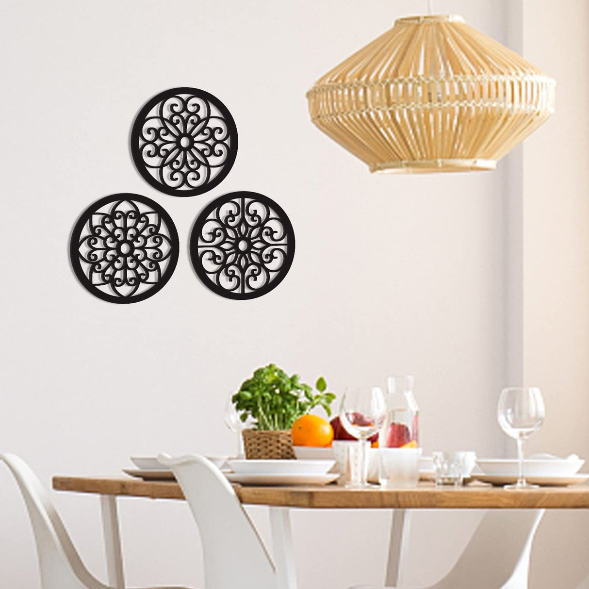 Bnesi 3 Pieces Thickened Rustic Wood Wall Decor,Modern Farmhouse Hanging Decoration for Living Room Bedroom Hallway Decor Office Kitchen Wall Decoration (Modern style) Bnesi