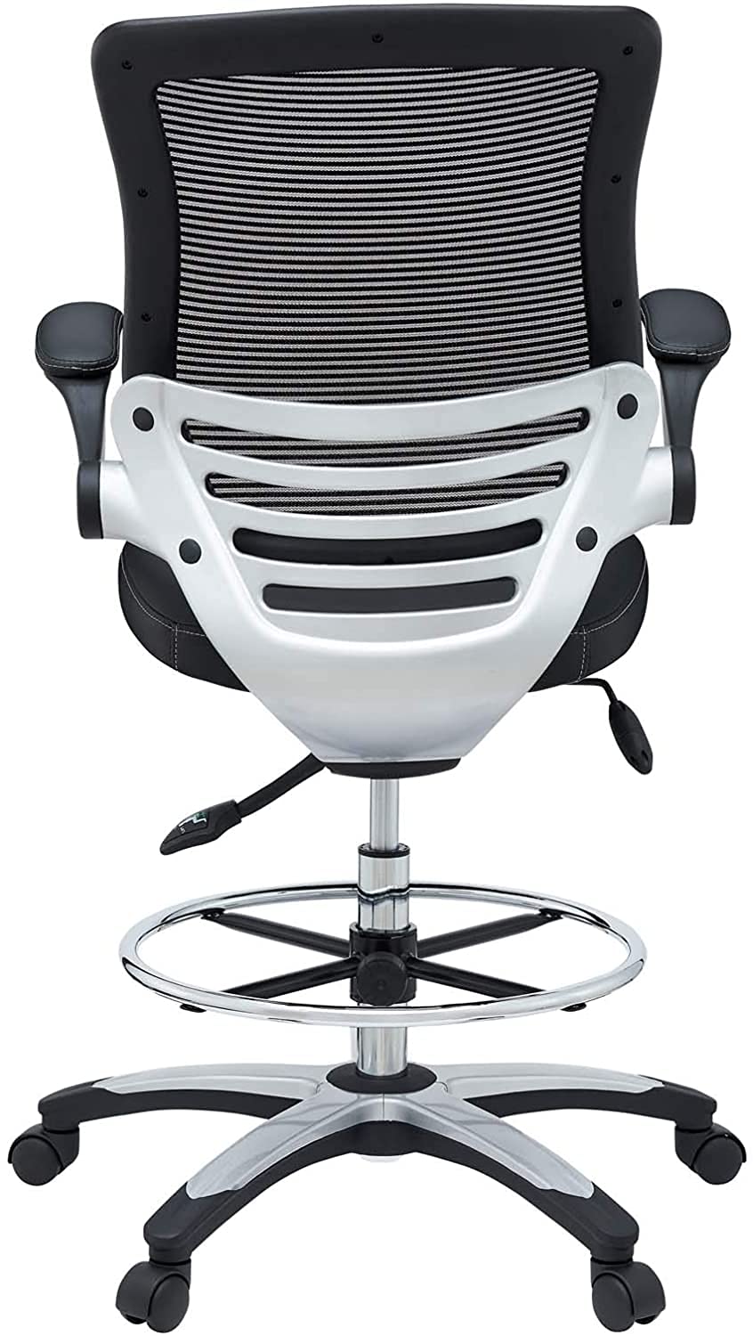 Modway Edge Drafting Chair - Reception Desk Chair - Flip-Up Arm Drafting Chair in Black Modway