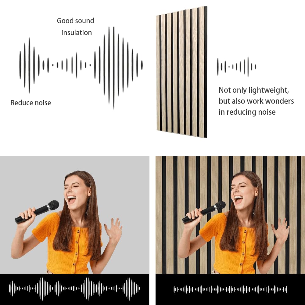 ARTSLAT Acoustic Peel & Stick Wall Panels 4 Pack - Soundproof 3D Wood Slat Paneling for Walls/Ceilings (43"x12.6") Self-Adhesive Interior Decor, Oak ARTSLAT