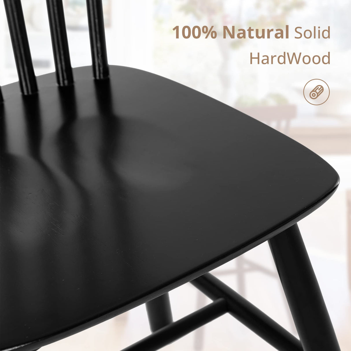 LUE BONA Windsor Dining Chair, Dining Chairs Set of 2, Spindle Back Wood Dining Chair, Kitchen Chairs Wooden Dining Chair, Farmhouse Dining Chairs for Kitchen and Dining Room, Black LUE BONA