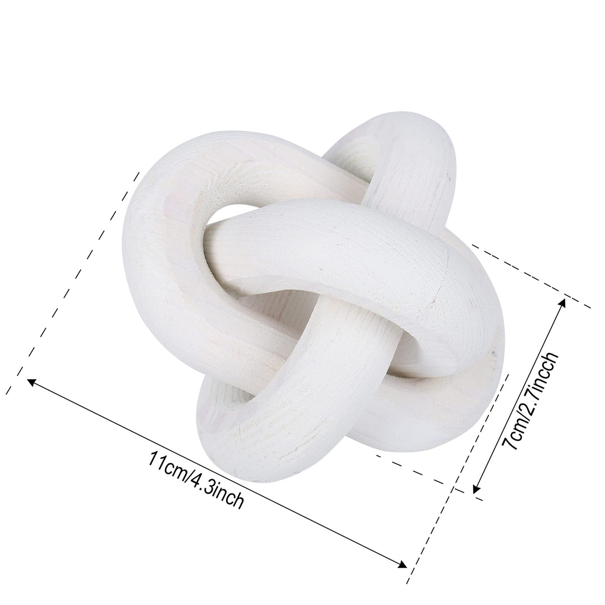 JStnana 3-Link Wood Chain Link Decor, Coffee Bar Table Decor, Farmhouse Wood Chain Knot Boho Hand Carved Decorative Wood Link Chain for Entryway Dinning Table Bookshelf Tiered Tray Home Decor (White) JStnana