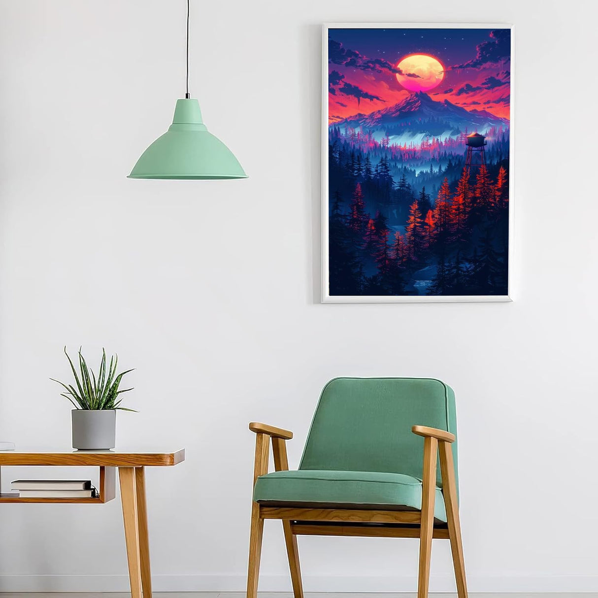 hyzsj Paint by Number for Adults Framed Canvas, DIY Moon Mountain Arts and Crafts for Adults Beginner with Wooden Easel, Paint Brushes, Acrylic Paint Set for Home Wall Decor(11.8x15.7inch hyzsj